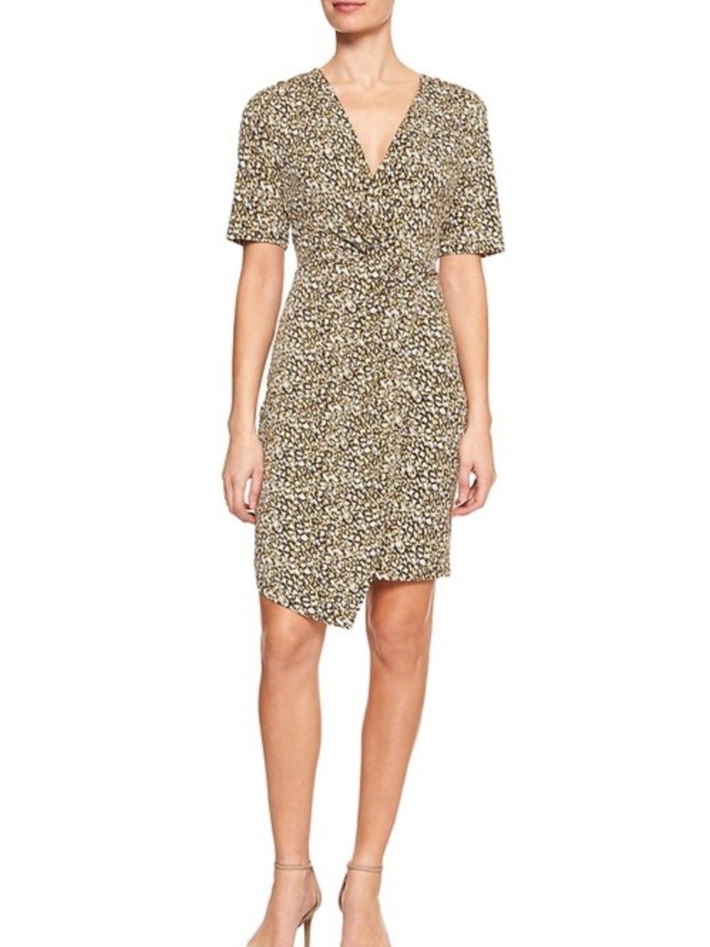 Banana Republic Factory Women's PRINT SIDE KNOT FAUX WRAP DRESS size Large
